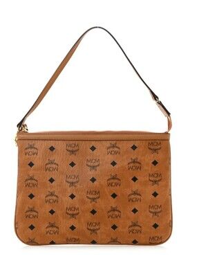 MCM Cognac Visetos Monogram Shoulder Pouch
